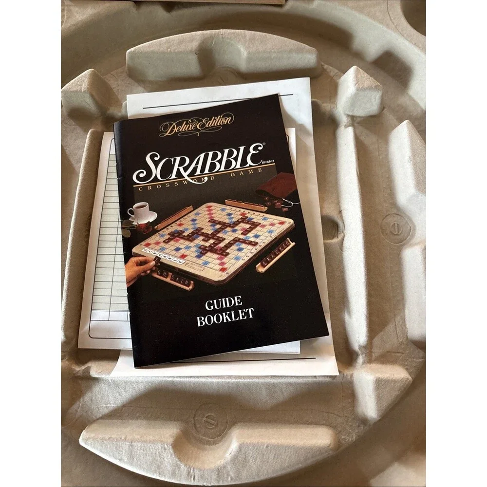 Vintage Scrabble Deluxe Edition Board Game Milton Bradley 1989 Rotating board